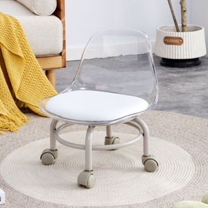 Silla Infantil <span class=keywords><strong>con</strong></span> <span class=keywords><strong>Respaldo</strong></span>, Banco Transparente de Acrílico para el Hogar, <span class=keywords><strong>Taburete</strong></span> <span class=keywords><strong>Bajo</strong></span> <span class=keywords><strong>con</strong></span> Ruedas Universales - Product Image 3