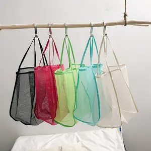थोक उच्च गुणवत्ता वाले पर्यावरण अनुकूल मेष शॉपिंग बैग रीसायकल टिकाऊ बड़े पारदर्शी मेष टोट बैग