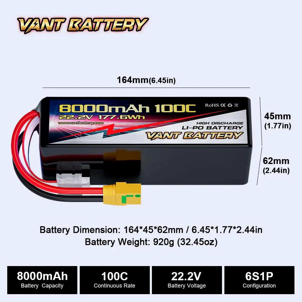 VANT 6S 8000mAh 100C 22.2V FPV drone battery 4S/6S RC Lipo Battery for aerial photography drone agricultural drone