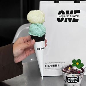 JN Taza de Helado Impreso, Recipiente de Yogur Congelado, 5oz-20oz, Vaso de Papel Biodegradable Desechable de Pared Simple con Tapa - Product Image 2