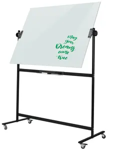 China factory hot sale Magnetic Writing Tempered glass white board With Stand for Office Classroom School glass white board