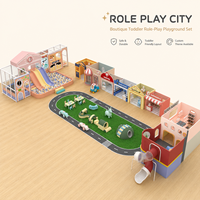 Aire de jeux intérieure Role Play City avec toboggan souple et piscine à balles pour café pour enfants et école maternelle