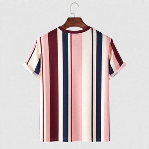 Best Selling <b>Men</b> Striped <b>Short</b> <b>Sleeve</b> T-<b>Shirt</b> O-Neck Casual Regular Fit Maroon Navy Blue Pink <b>White</b> Printed T <b>Shirt</b> for <b>Men</b> - Product Image 4