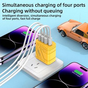 Cargador de Pared USB de Cuatro Puertos 3USB+PD, Estilo Mecha, 40W de Alta Potencia, Cargador Rápido para Teléfono Móvil, Compatible con EE. UU., UE y Reino Unido - Product Image 6