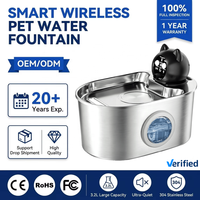 Fontaine à eau automatique sans fil pour animaux de compagnie 3,2 L en acier inoxydable 304, distributeur intelligent d'eau pour chats et chiens, vente en gros, usine OEM