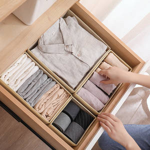 Organisateur de vêtements, boîte de rangement en tissu, rectangle pliable et empilable avec compartiments pour sous-vêtements, chaussettes, slips, usage domestique - Product Image 2