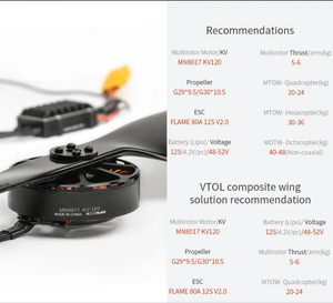 T-MOTOR MN8017 KV120 3180W 48V 工业级高品质16KG多旋翼垂直起降无人机电机 - Product Image 2