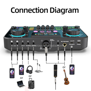 Nouvelle carte son professionnelle avec écran LCD, équipement <span class=keywords><strong>de</strong></span> mixage audio professionnel, microphone à condensateur, mixeur pour smartphone et ordinateur portable - Product Image 4