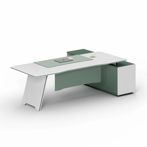 High-End Luxury Modern L-Shaped <b>Solid</b> <b>Wood</b> Executive <b>Desk</b> CEO Table with Armored Side Cabinet for Office Use - Product Image 6