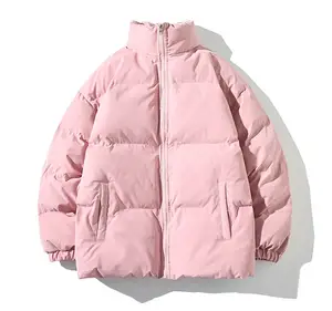 New Winter Jacket Men Korean Stand Collar Pink Coats Thickened Warm Fashion Foreign Style Jacket Windbreak Outwear