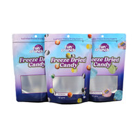 Op maat gedrukte aluminiumfolie diepvriesdroogde snoepdoypack staande pouch voedselverpakking mylar zakken met transparant venster