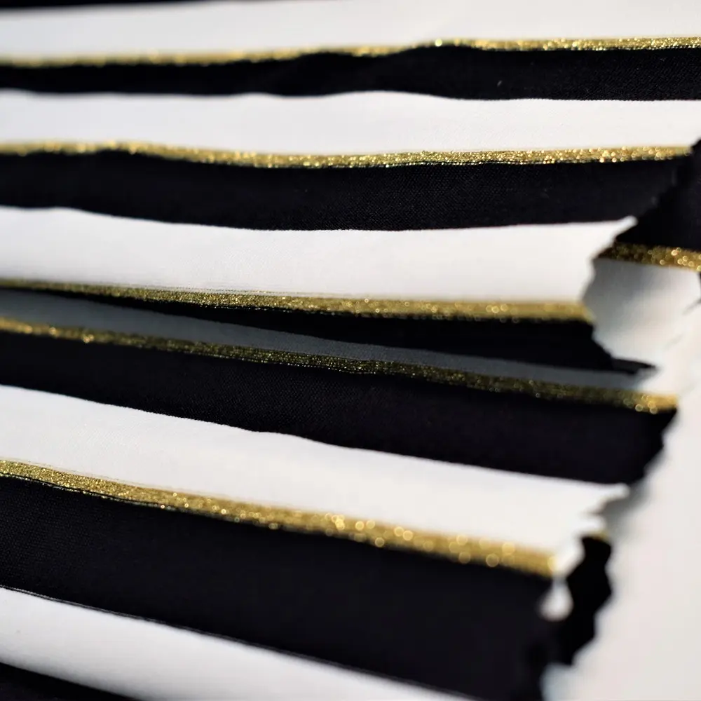 Filato tinto banda in bianco e nero in nylon con metallico cercando elastico jacquard costumi da bagno beachwear tessuto