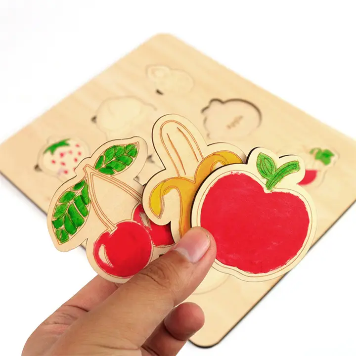 لعبة ألغاز خشبية على شكل فاكهة, لعبة ألغاز خشبية مخصصة للطلاء للأطفال الصغار والكبار هدية