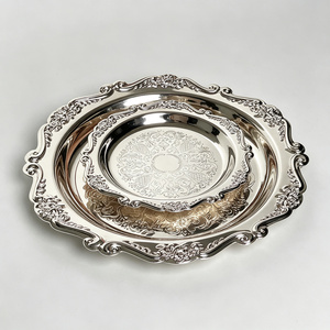 Vintage Ins Style Metal Tableware <strong>Small</strong> Plate Silver <strong>Tray</strong> for Cake--for Home Parties Events - Product Image 1