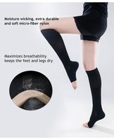 Chaussettes mi-mollet ouvertes à l'avant, grande taille, 20-30 mmHg