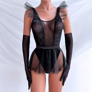 Nieuw Design Vrouwen Sexy Mesh Transparante Lingerie 3-delige Jurk Set Met Handschoenen Lief Meisje Bedtijd Sexy Ondergoed - Product Image 3