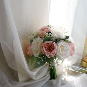 All'ingrosso bianco bordeaux rosa blu Color caffè rose finte stella damigella Bouquet matrimonio coreano occidentale Bouquet a mano - Product Image 2