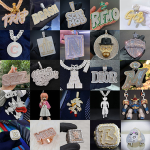 Cadena con colgante de letras con foto personalizada de fábrica, collar con colgante de joyería de lujo con diamantes de moissanita VVS de Plata de Ley 925 para regalo - Product Image 6