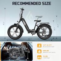 Vélo électrique pliable TST 20"x4.0 avec pneus larges, freins hydrauliques, moteur arrière 750W, batterie lithium 48V15A, autonomie 70km, vélo de ville