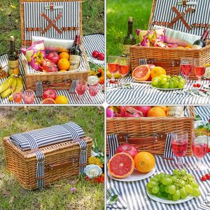 JY Small Cheap Rectangle Wooden Lid Handmade Flower Style Custom <strong>Hamper</strong> Mini <strong>Set</strong> 4 Person Wicker Picnic Basket Wine Rack - Product Image 3