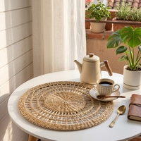 Set de table rond en jonc de mer naturel tressé, décoration murale tissée, style bohème et rustique, pour la maison et la salle à manger, taille personnalisée
