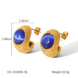 <span class=keywords><strong>Pendientes</strong></span> de Zirconia en Forma de C de Acero Inoxidable Chapados en Oro de 18K para Mujer, Diseño Vintage de Lujo Ligero, <span class=keywords><strong>Pendientes</strong></span> de Moda - Product Image 6