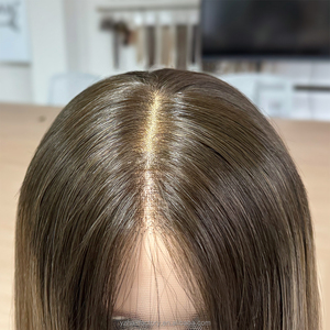 Peluca médica europea de cabello humano con base de seda, atada a mano, para pacientes con cáncer, color marrón, con cutícula alineada, encaje frontal y base de seda, peluca Kosher. - Product Image 3