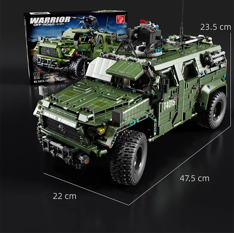 3175Pcs T4015 RC Off-Road Vehicle Suv Car Model Military Hummer armored Raid Vehicle Building Blocks
