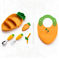 Vaisselle en silicone résistante aux chutes en forme de carotte de dessin animé mignon et amusant 6 pièces Logo personnalisé OEM ODM nouveau moule fabricant vente en gros