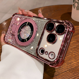 <span class=keywords><strong>Coque</strong></span> de téléphone de <span class=keywords><strong>luxe</strong></span> à paillettes électroplaquées pour <span class=keywords><strong>iPhone</strong></span> 17 16 <span class=keywords><strong>Pro</strong></span> Max avec support magnétique pliable et protection de l'appareil photo (membrane arrière) - Product Image 3