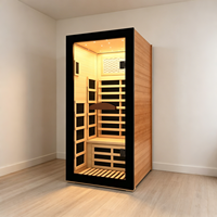 Sauna infrarouge à vapeur sèche Icegalax Auguman en bois massif 2KW, pour intérieur et extérieur