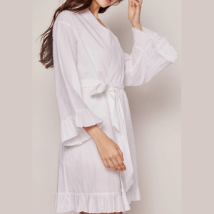 Batas personalizadas de tendencia para mujer, ropa de dormir transpirable para mujer, albornoces de lujo, pijama para mujer, bata de moda para mujer, bata de algodón con lunares suizos - Product Image 1