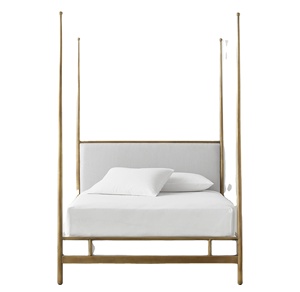 Lit à baldaquin, ensemble de meubles de chambre à coucher, lit double confortable avec poteaux en métal, meubles personnalisables fabriqués par une usine professionnelle - Product Image 1