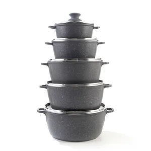 Kitchenware sıcak satış mutfak granit pişirme Pot Set döküm tencere yapışmaz TENCERE SETİ