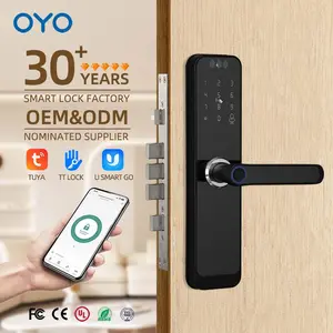 OYO Smart Home Holztürschloss Tuya App stilvolles elektronisches Schloss mit Video-Fingerabdruck- und Kennwortkarte Smart Türschloss Kamera