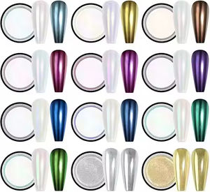 YAYANG Polvo de <span class=keywords><strong>Uñas</strong></span> <span class=keywords><strong>Cromado</strong></span> para Salón de Belleza, Polvo de Espejo Sólido para <span class=keywords><strong>Uñas</strong></span>, Múltiples Colores - Product Image 4