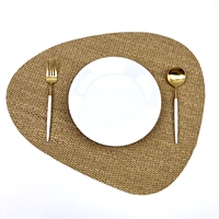 Set de table moderne nordique en forme de galet, tapis de table tissé de forme organique, beige sable terre cuite, pour décoration de salle à manger et style Mid-century Modern