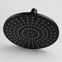 Pommeau de douche rond en laiton massif avec placage noir mat, grand format, économiseur d'eau, à fixation murale pour salle de bain