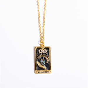 Großhandel Retro New Fashion Galvani siert Real Gold Personal isierte Diamond Square Anhänger <span class=keywords><strong>Tarot</strong></span> Halskette - Product Image 6