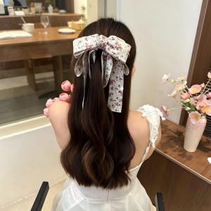 Foggy Flower Season Korean Style Floral <b>Bow</b> Banana <b>Clip</b> for Women, High-Level Ponytail Claw <b>Clip</b>, Elegant and Versatile Hair - Product Image 4