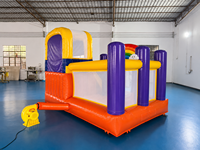 Château gonflable arc-en-ciel avec toboggan, maison de saut gonflable pour enfants, idéal pour les jeux en extérieur et la location pour événements.