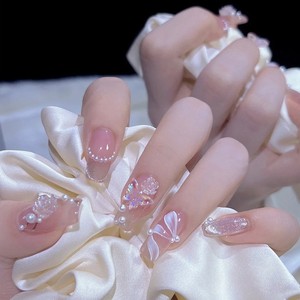 Consejos DE ARTE portátiles al por mayor hielo transparente puro deseo estilo Camelia mariposa pegatinas de uñas terminadas uñas postizas desmontables - Product Image 6