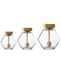 Bouteilles hexagonales en verre de qualité alimentaire 380 ml avec bouchon à vis en bois pour diffuseur et emballage de gâteaux