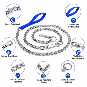 Professional Pet Suppliers Custom Metal Pet <b>Leash</b> Chew Proof <b>Dog</b> Chain <b>Leash</b> Solid Strong Pet <b>Dog</b> <b>Leash</b> with Non Slip Handle - Product Image 4