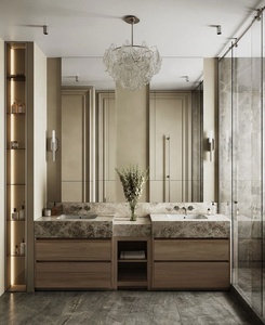 Mobile Bagno Moderno Combinato con Doppio Lavabo e Specchio - Product Image 3