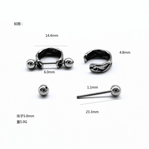 Pendientes con clip yunnique de acero inoxidable, diseño geométrico, estilo punk retro, joyería de moda - Product Image 2