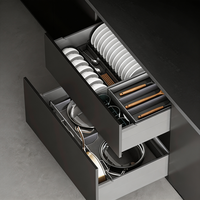 Boîte de rangement de cuisine multifonctionnelle réglable à 3 côtés, grande capacité, solution de rangement pour armoire, durable