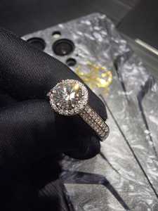 Beautiful Platinum Diamond <b>Ring</b> Elegant Minimal Band Engagement Wedding Jewelry Sparkling Look Gift Option - Product Image 3