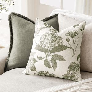 OEM ODM <strong>Sage</strong> Floral Printed Pillowcase Cotton Linen <strong>Cushion</strong> <strong>Cover</strong> Skin-friendly <strong>Cushion</strong> <strong>Cover</strong> for All Season - Product Image 3
