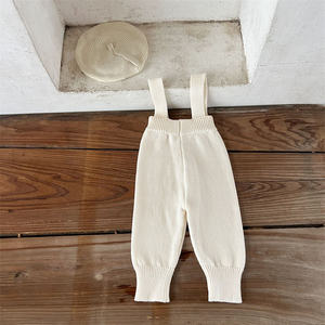 1 Uds., ropa de punto de Color sólido con etiqueta privada para otoño e invierno, para recién nacidos, niños y niñas, camisetas sin mangas, pantalones inferiores para bebés - Product Image 6